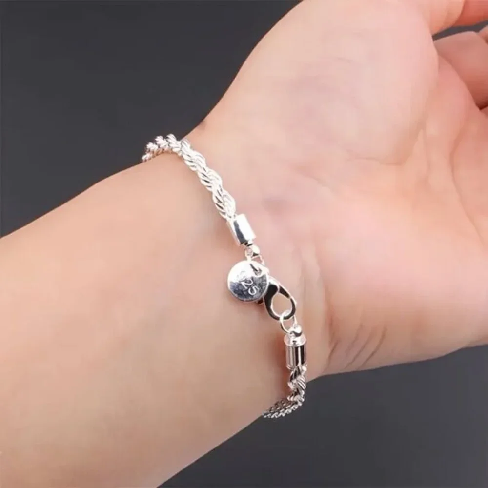 Chic 925 Sterling Silver Twisted Rope Bracelet - Picture 6 of 6